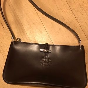 LONGCHAMP, Roseau Chocolate genuine leather bag.